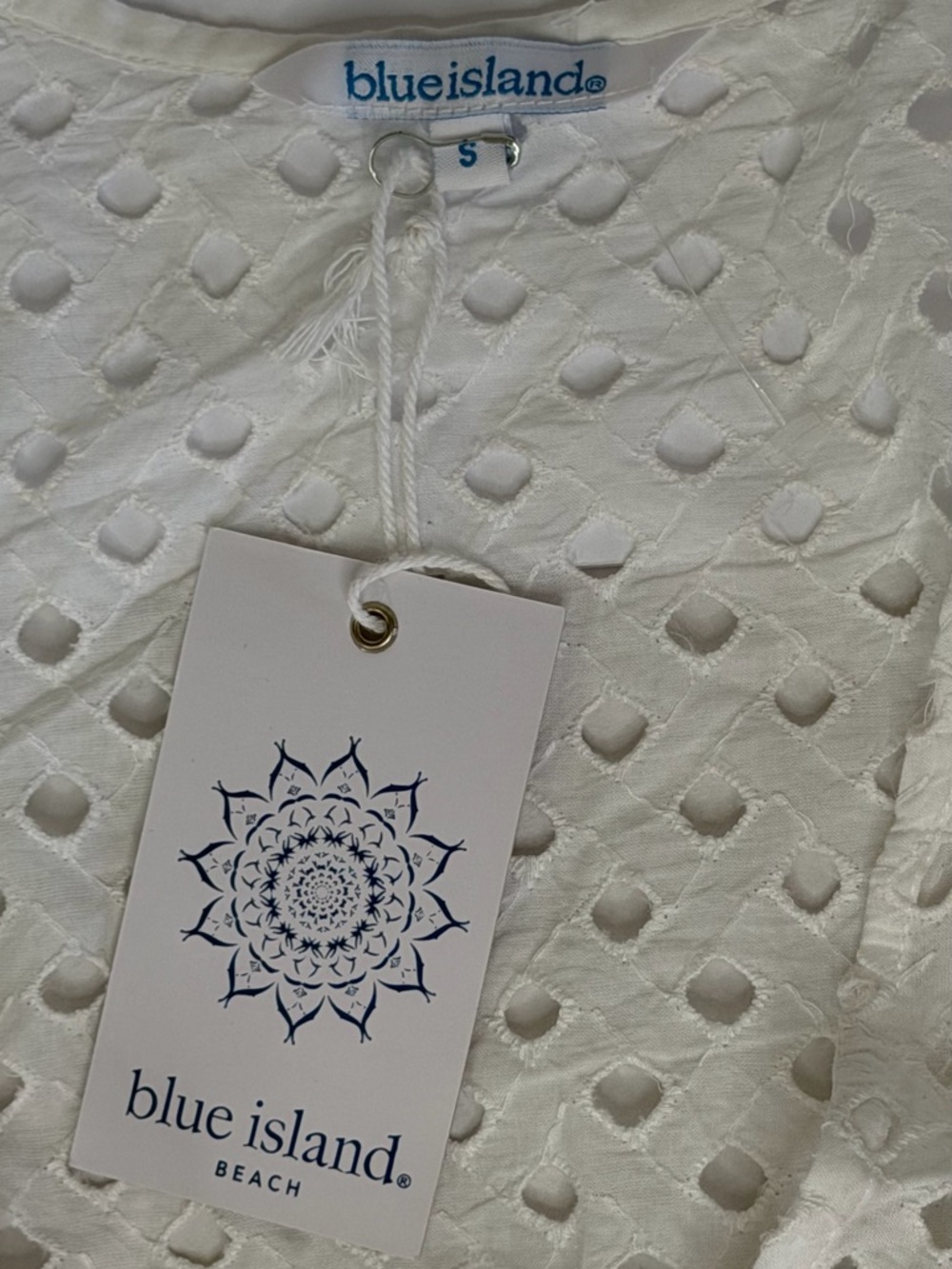 Blue Island White Eyelet Cover Up Small Cotton Beach Dress NWT - Picture 4 of 6